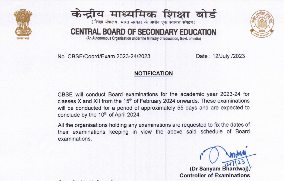 2024 CBSE Exam Dates: Class 10 and 12 Schedule